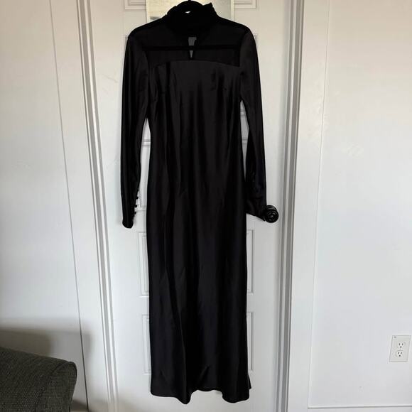 Daska Black Satin-Mesh Maxi Dress - Picture 9 of 10